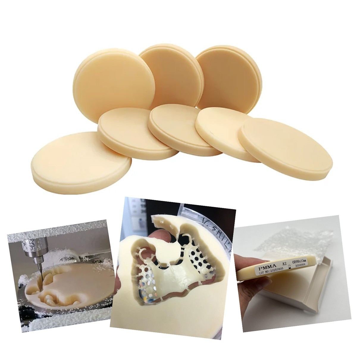 98mm Monolayer PMMA Block Resin Disk Dental Lab Material Milling Denture 2Pc
