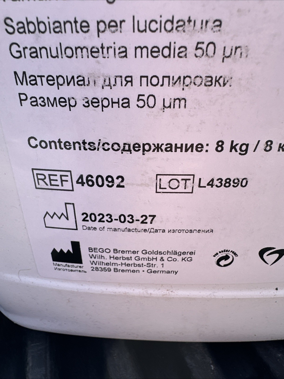 2-Bego Perlablast Blasting Agent, 50 µm, Micro – 8 kg