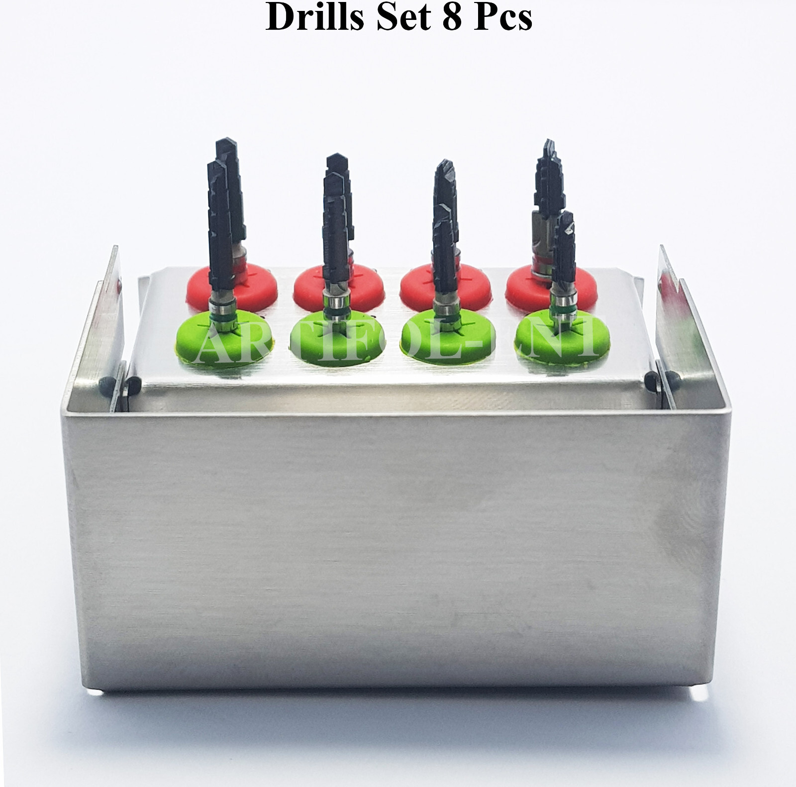 Dental Implant Reamers Kit Surgical Drills Bits Black Color Coated Set of 8 Pcs