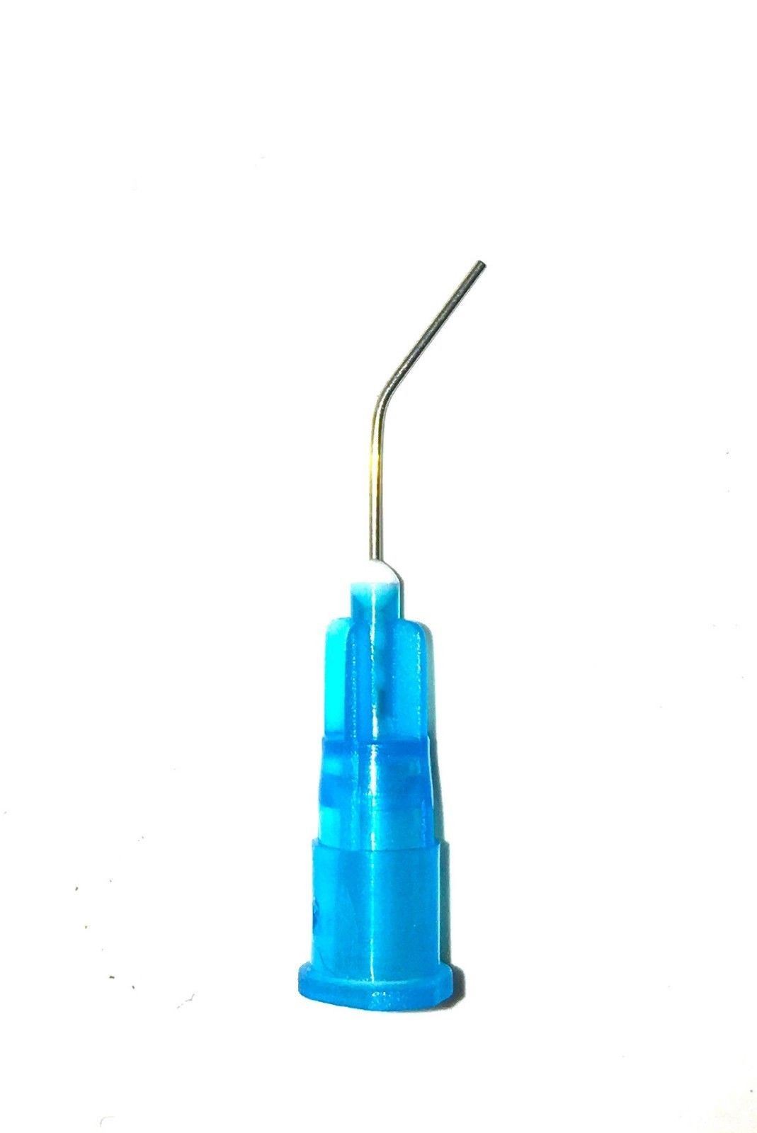 200 25Ga Blue Pre Bent Applicator Needle Tips Luer Lock for Etch Sealant #BNT-25