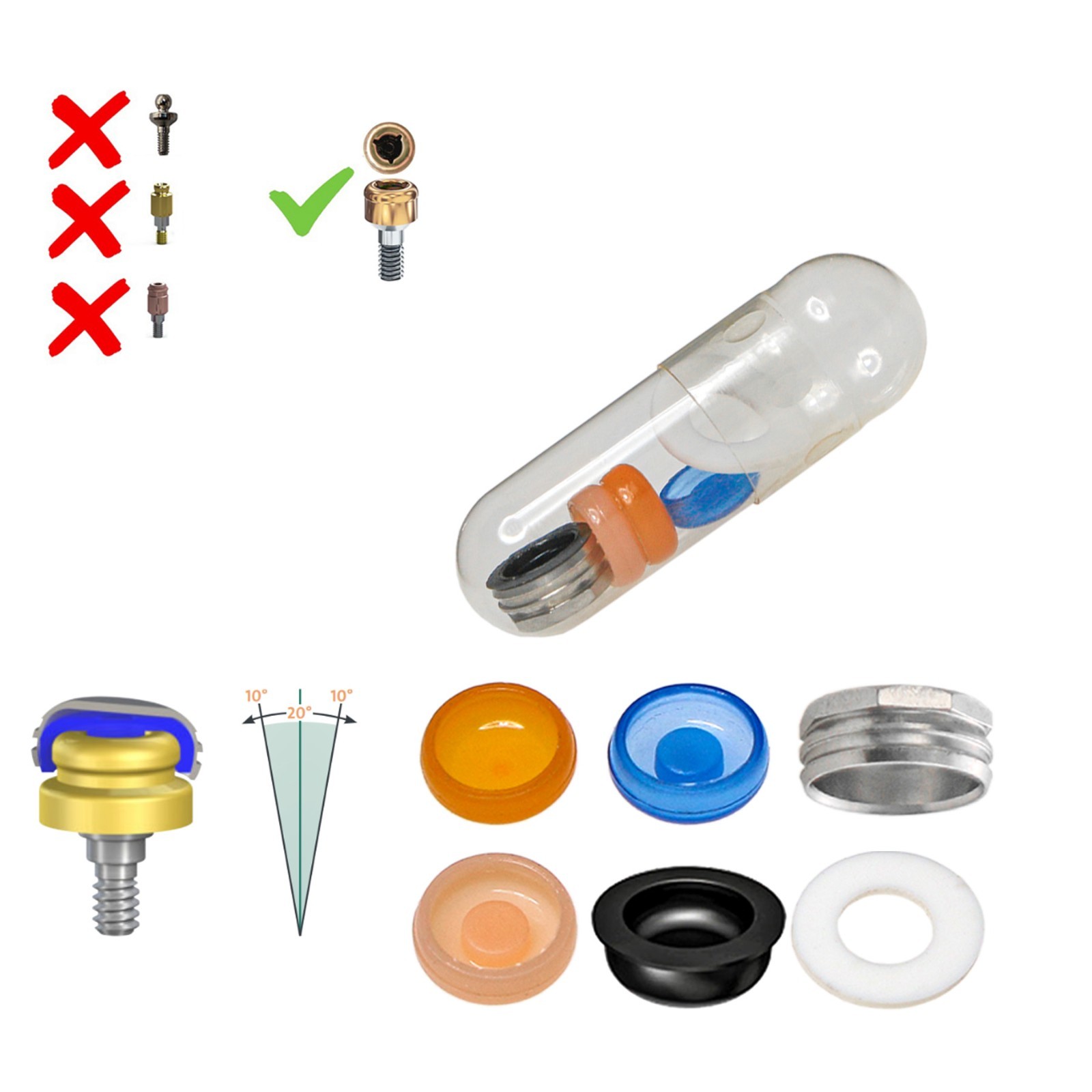 Dental Locator Abutment Male Cap Inserts for ZIMMER TSV 3.5 Adin Mis Hex Implant