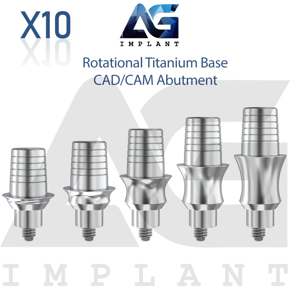 10 Rotational Titanium Base CAD/CAM Prosthetic System Int Hexagon 2.42mm