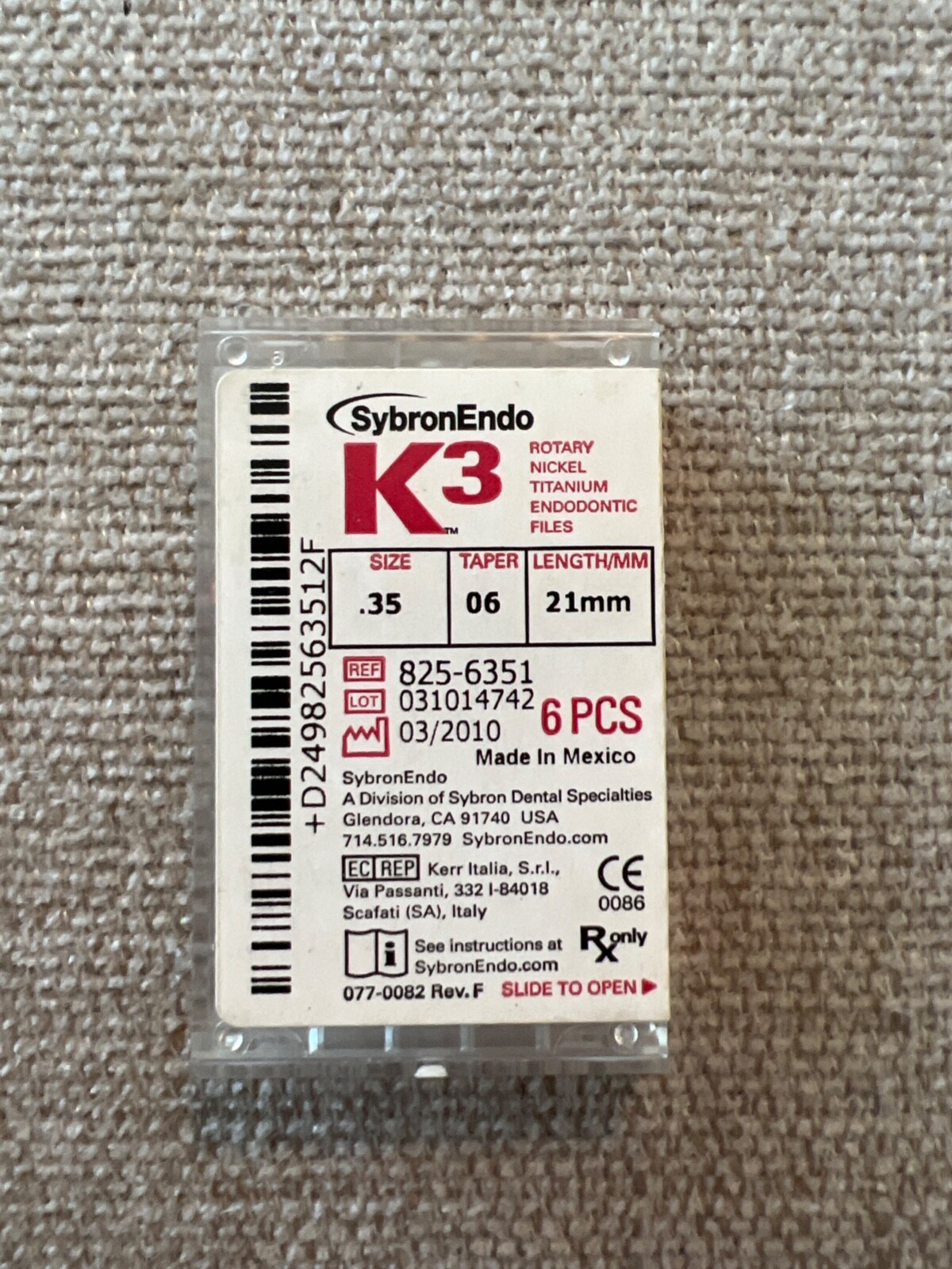 SybronEndo K3 Nickel-Titanium Files NiTi Endo Files K3 .35/.06 21mm