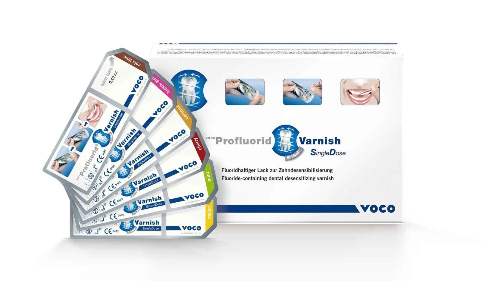 Voco Profluorid Varnish 48 Single Doses (Cherry,Melon,Caramel,Mint) Free Ship