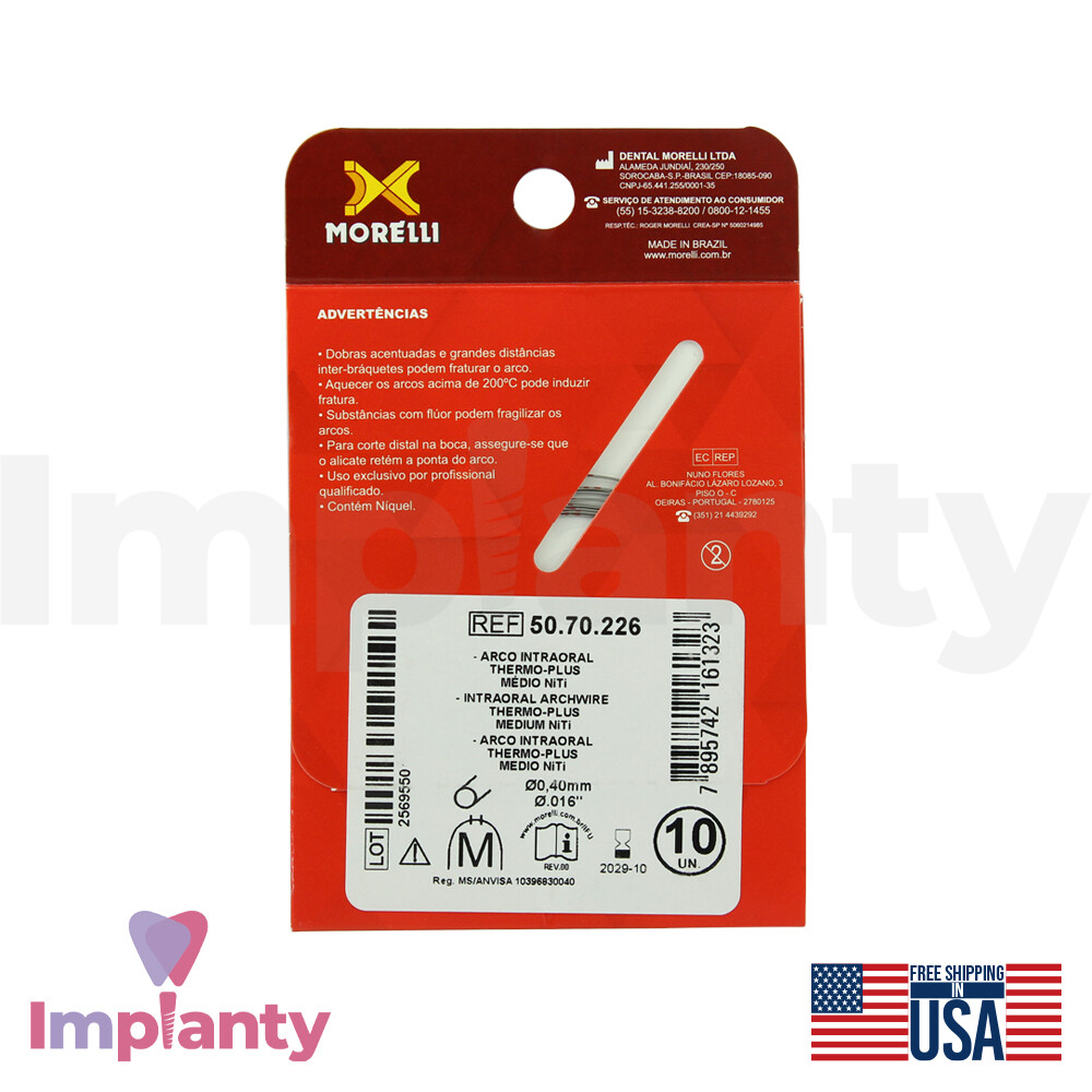 Morelli Orthodontic Alignment NiTi Thermo Plus Intraoral Round Archwire Dental