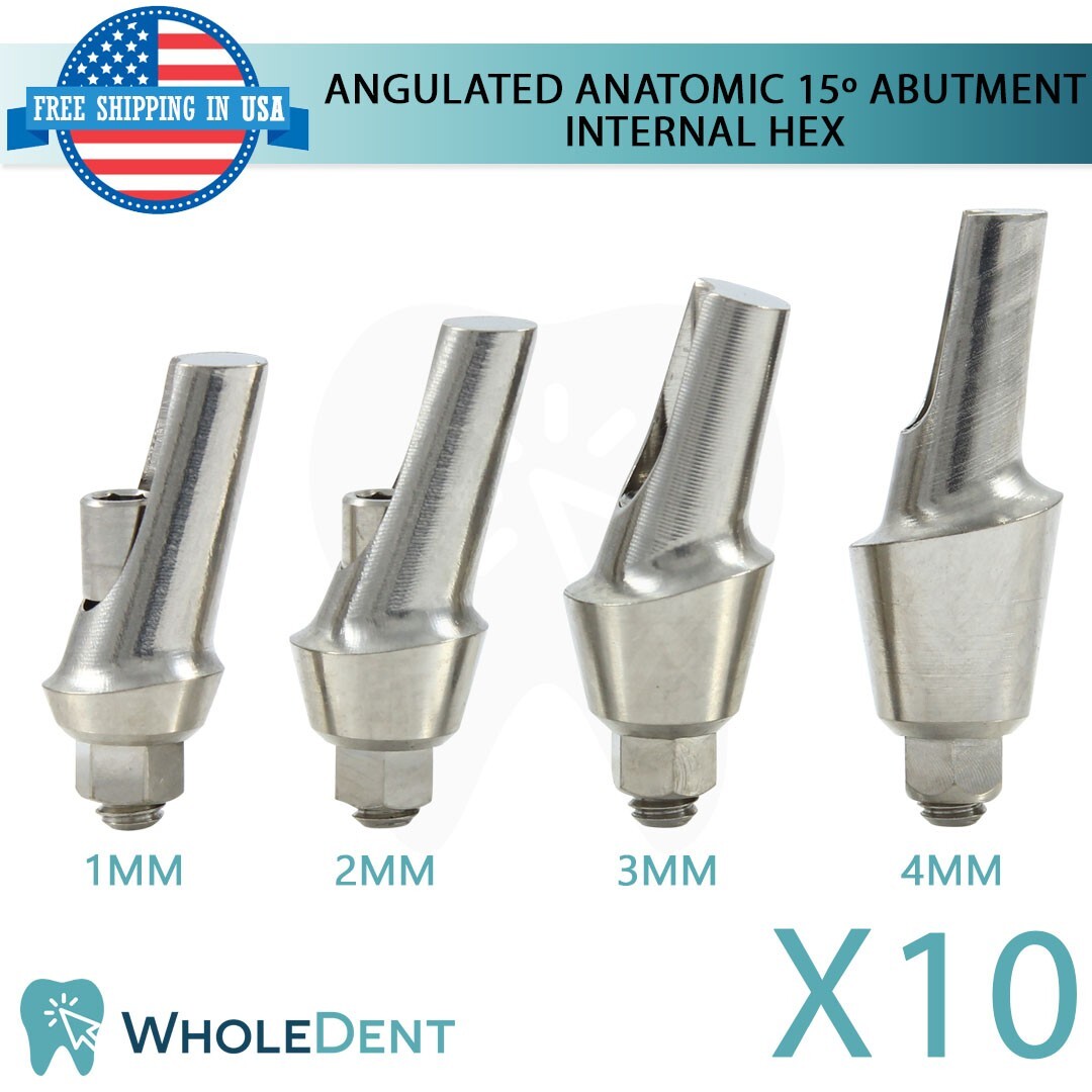 10x Angulated Anatomic Abutment 15° Ø5.4mm Int Hex 2.42mm Dental Instrument