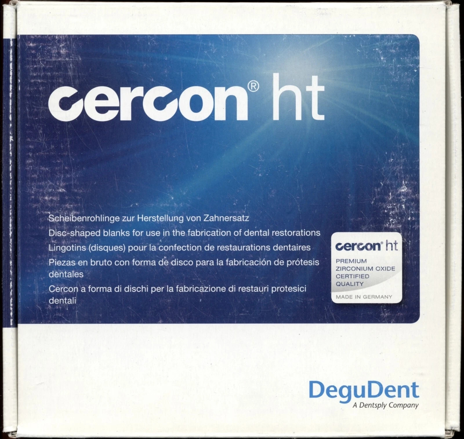 Used Dentsply DeguDent Cercon ht Zirconia Disc Blank 98×12 mm 12-B3 Use by 2023