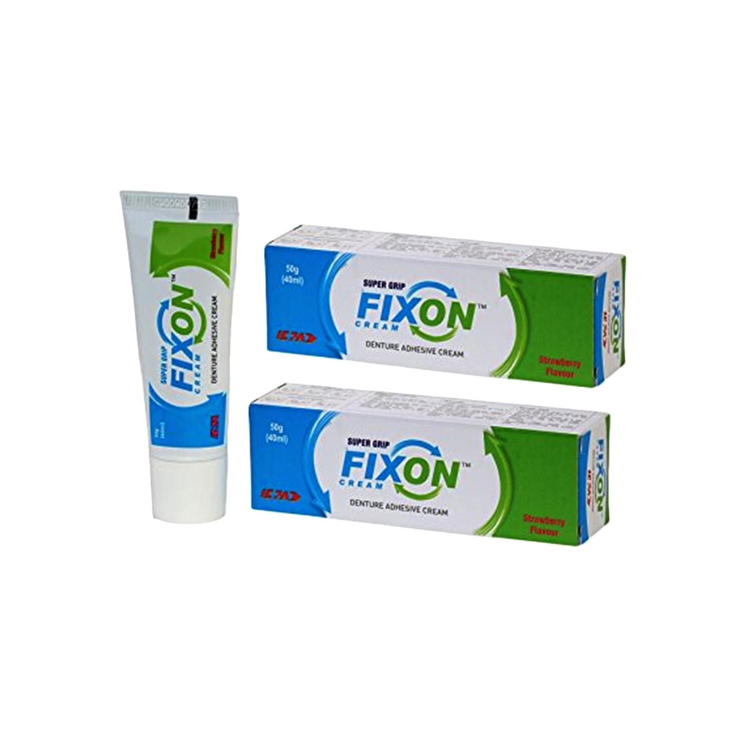 Fixon Super Grip (Strawberry Flavour) Denture Adhesive Cream 50g (Free Ship)