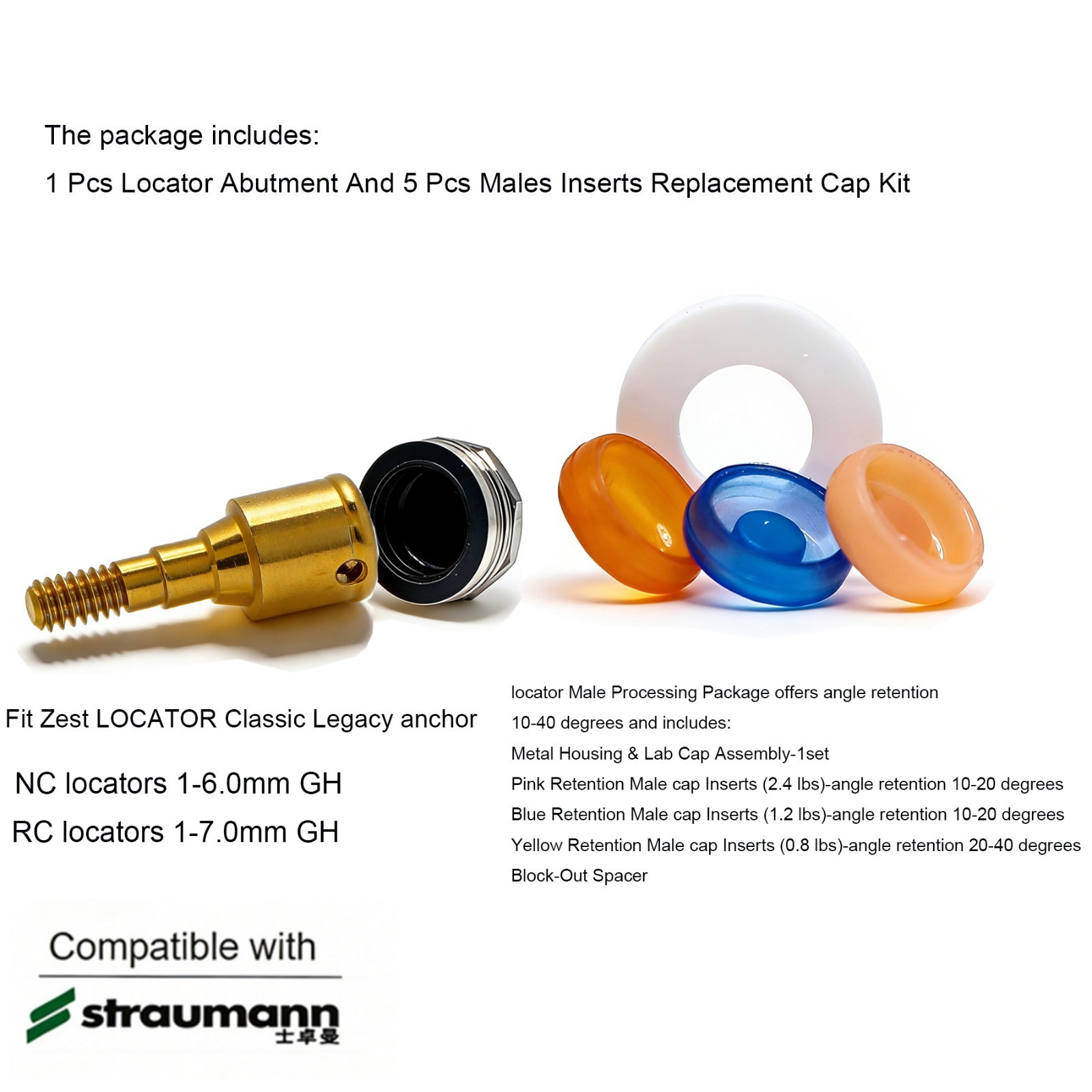 ZEST Locator Overdenture Abutment for Straumann B0ne Level Ø3.3/4.1/4.8mm NC/RC