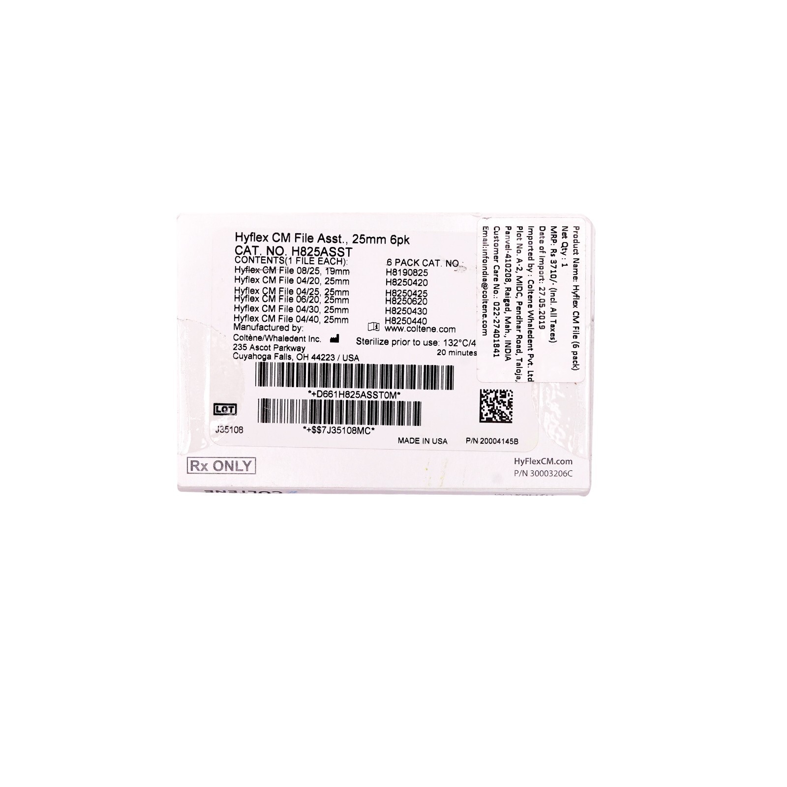 Coltene Whaledent Hyflex CM Controlled Memory NiTi Files 6 Files Pack (Free Ship
