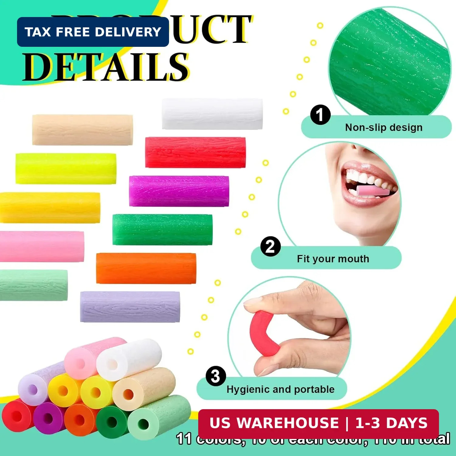 Konohan 110 Pcs Aligner Chew for Aligner Tray Seaters Silicone Chompers Teeth De