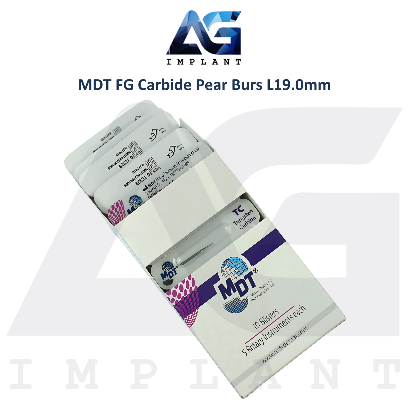 Dental MDT Pear FG Carbide Burs L19.0mm Cavity Prep Shaping Tooth Structures