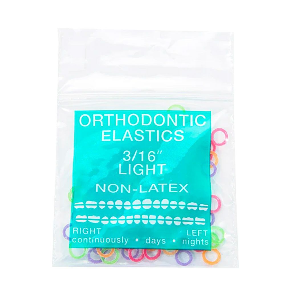JMU Dental Orthodontic Intra Oral Elastic, Light 3/16″, Assorted Neon, 100/Bag
