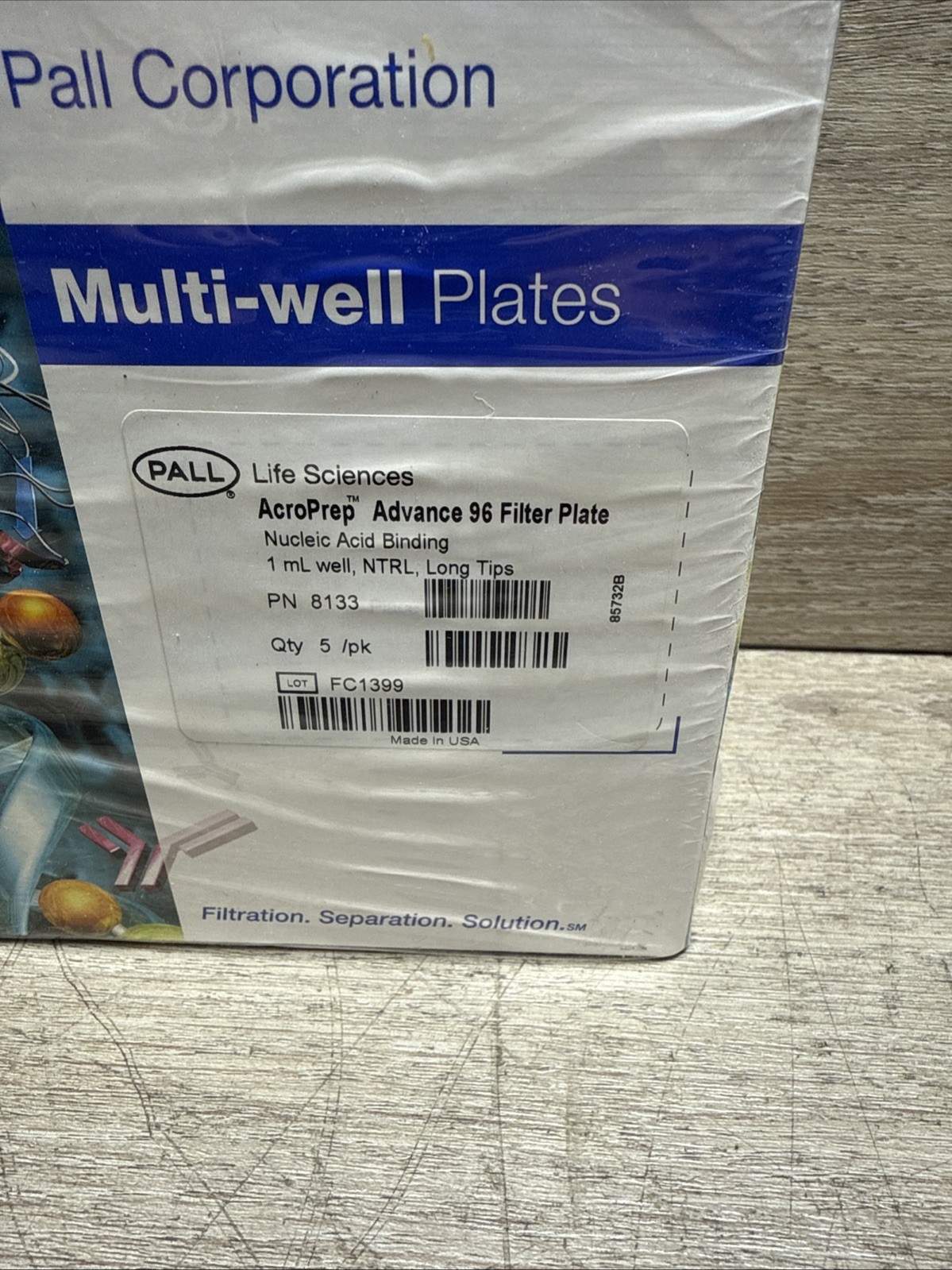 Pall Life Sciences PN 8133 AcroPrep Advance 96 Filter Plate 1mL well NTRL 5PK