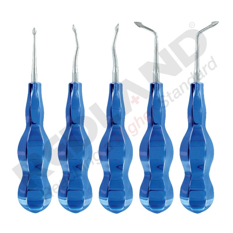 Redland Atraumatic Dental Extraction Elevator Kit 5pc – Diamond Coat Implant