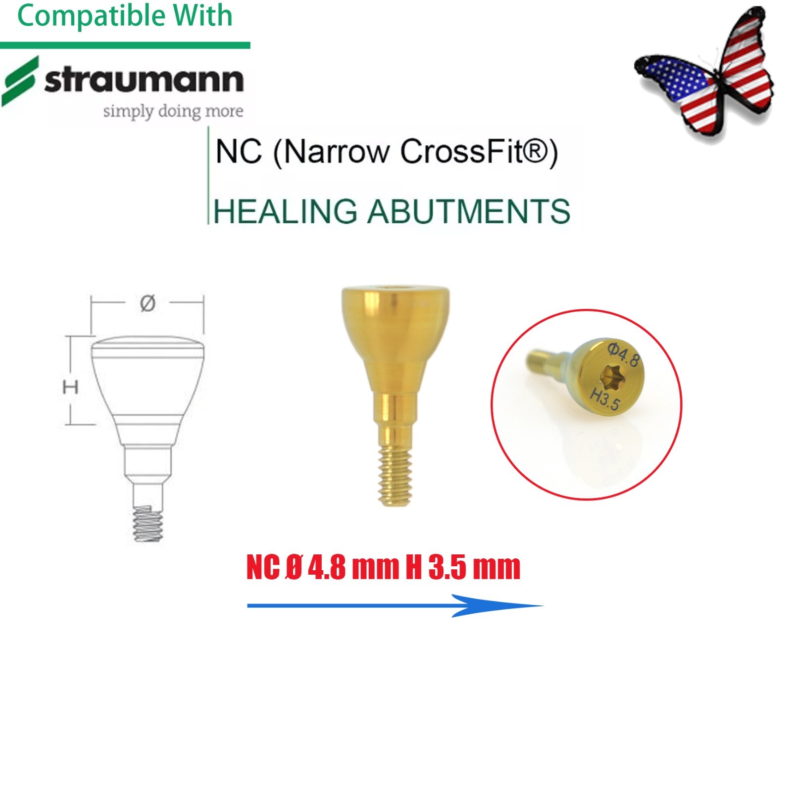 US Straumann ITI Bone Level Healing Abutment & Closure Screw Cap CrossFit BL/BLT