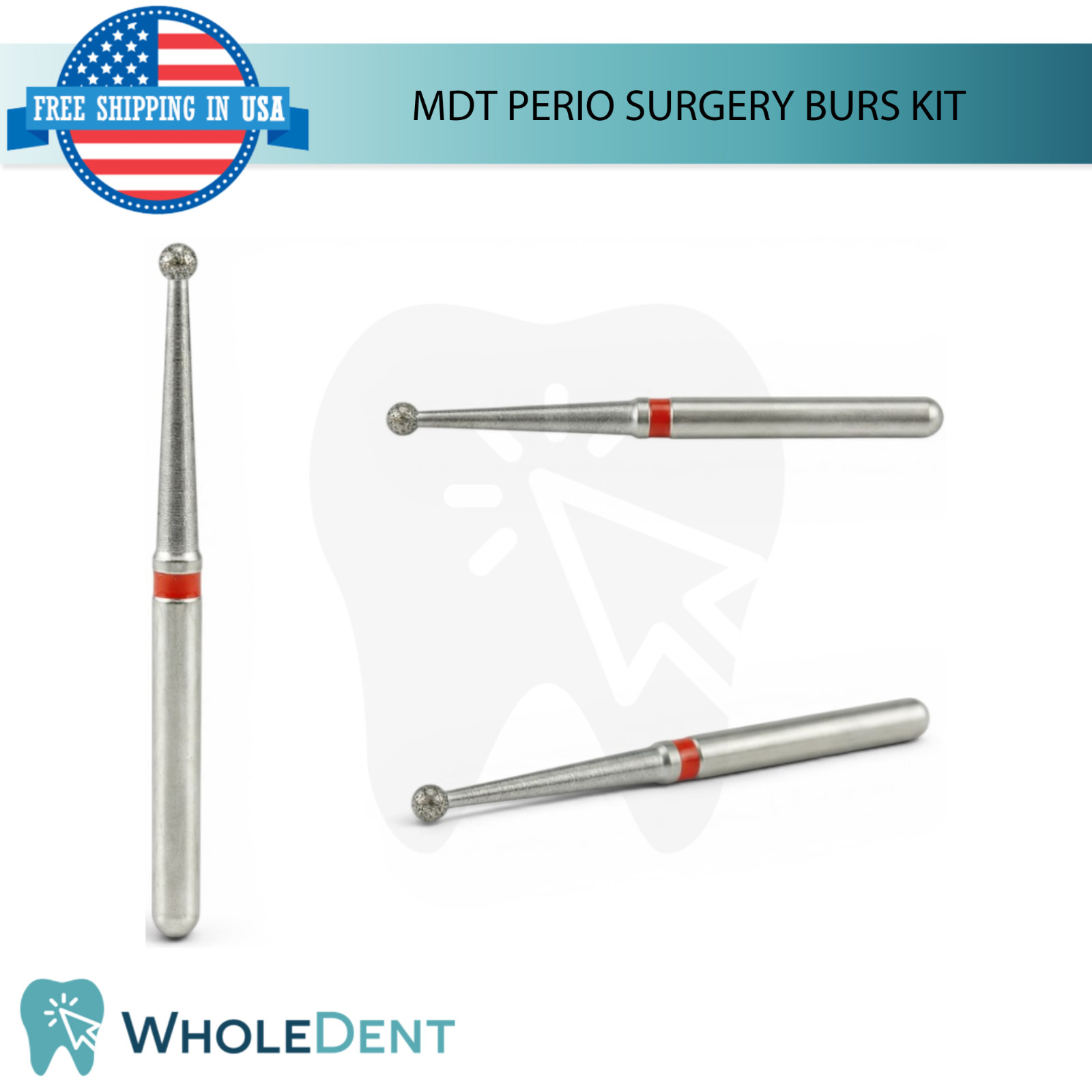 MDT Perio Dental Burs Kit 13Pc Stainless Steel Diamond Coated B0ne Shaping Tool