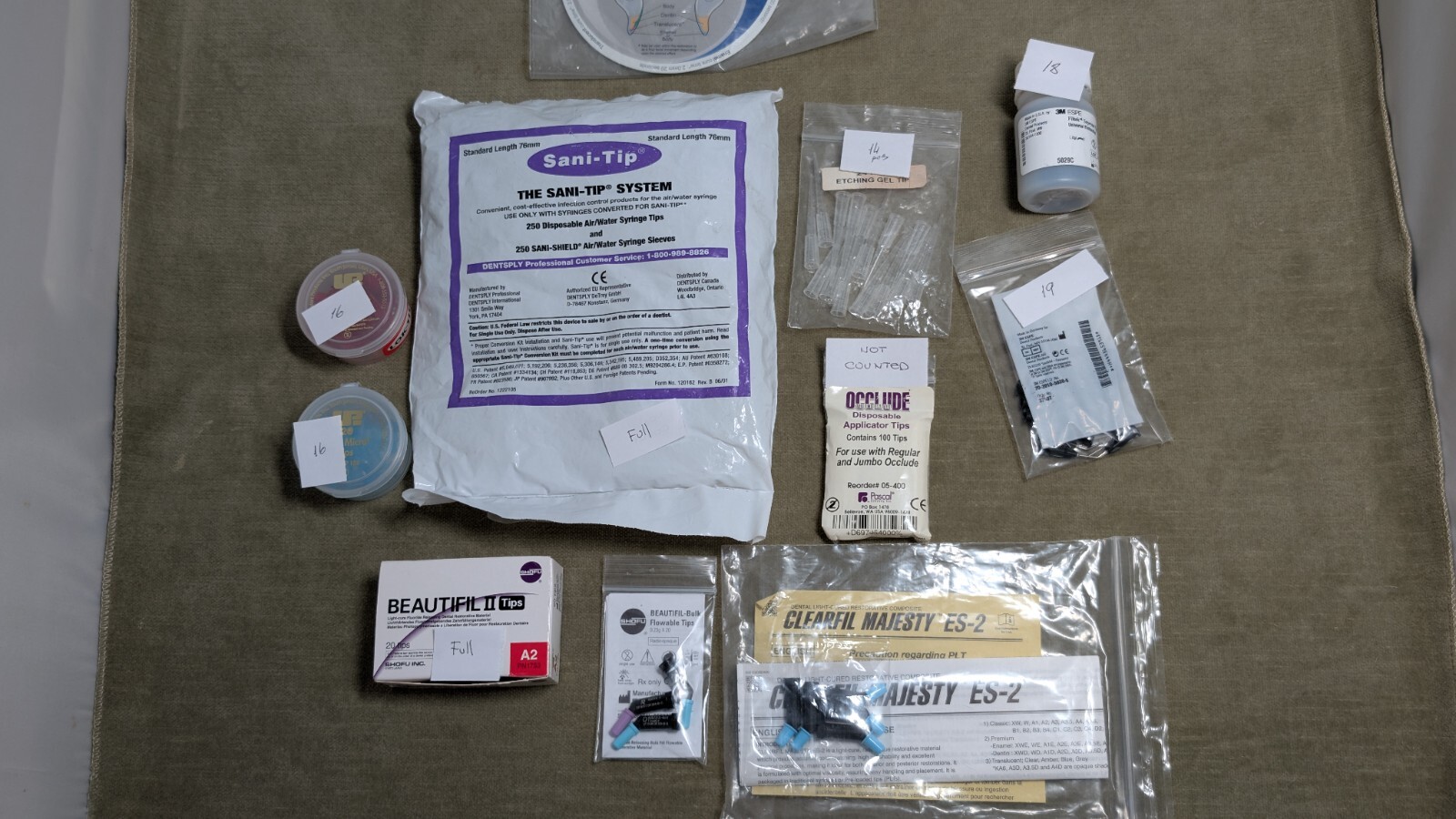 Lot of Dental Tips: Brush Micro Sani-Tip Gel Dispensing Disposable and more