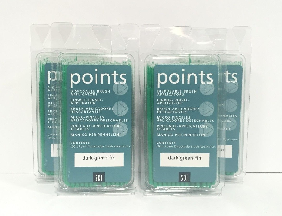 SDI Micro Applicator Microbrush Dark Green Fine 4 tubes Disposable 400 Pcs