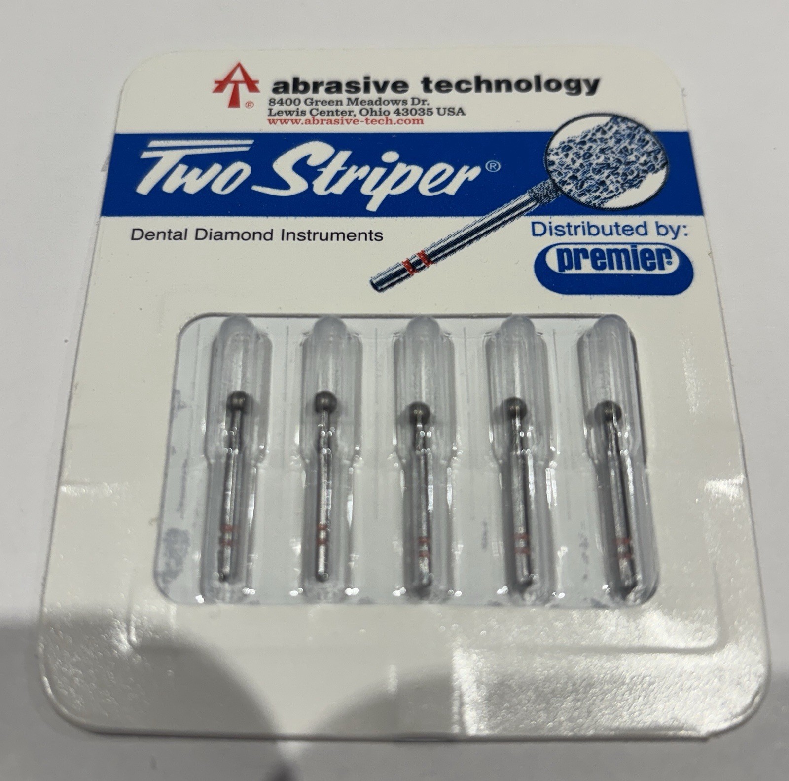 Premier Two 2 Striper Dental Composite Finishing Diamonds 135MF2, 5 Pack