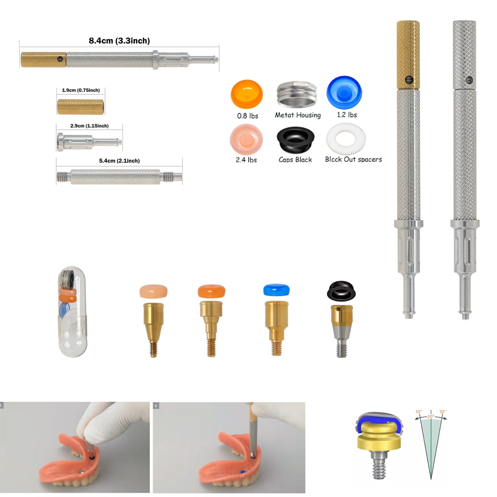 Dental Locator Abutment Compatible Multi Implant Systems Overdenture Attachment