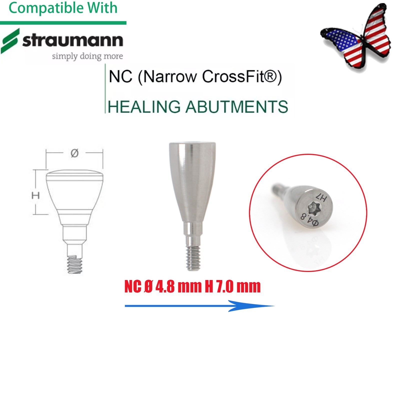 Dental Healing Abutment Cap/Closure Cover Screw Fit Straumann Cross Bone Level