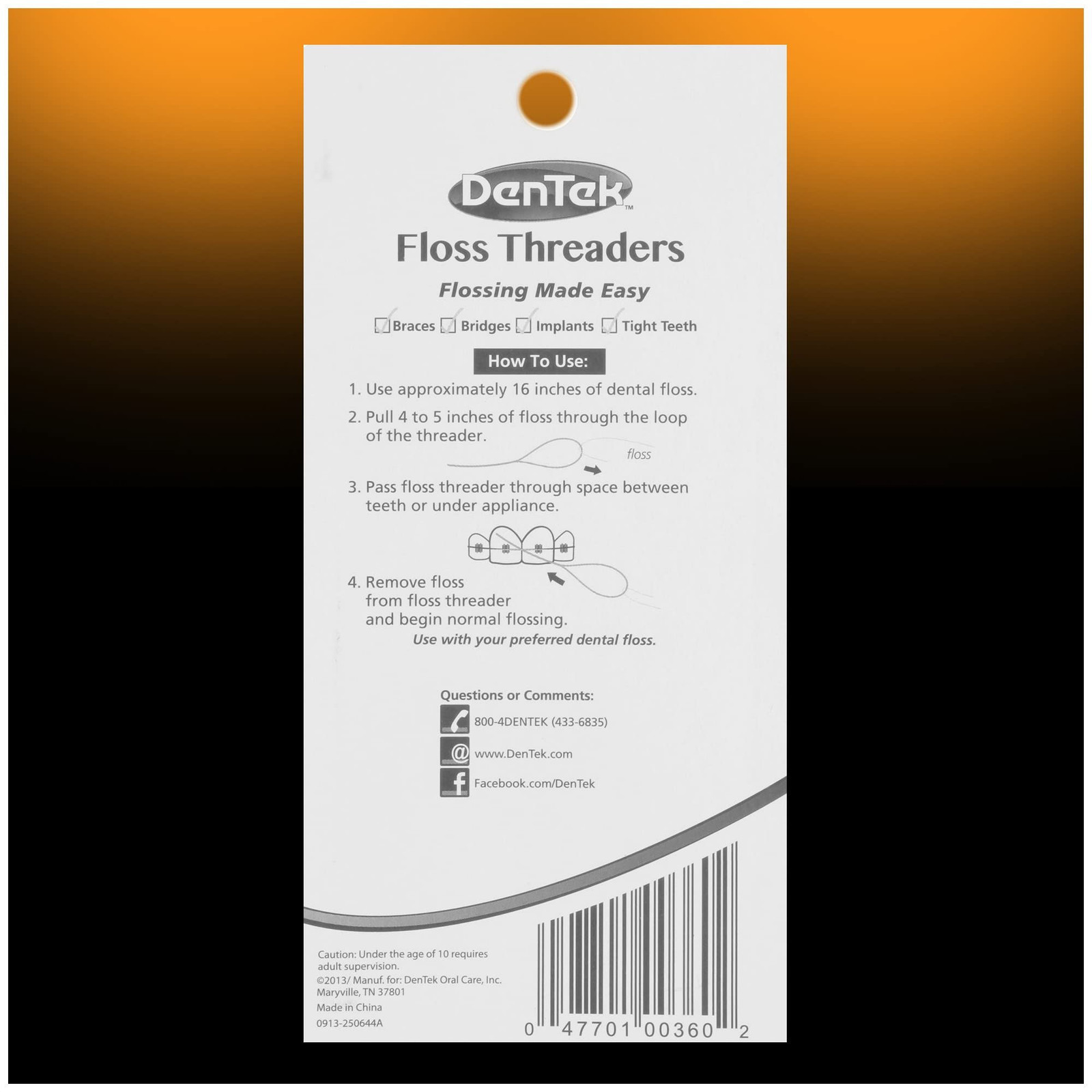 DenTek Floss Threaders for Braces, Bridges & 5 Count (Pack of 60), Blue