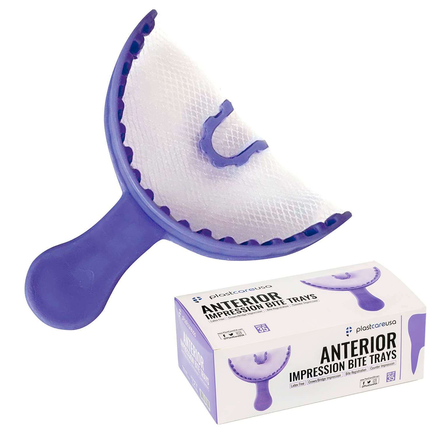 plastcareusa Bite Registration Trays, Anterior, Purple, 35/Box