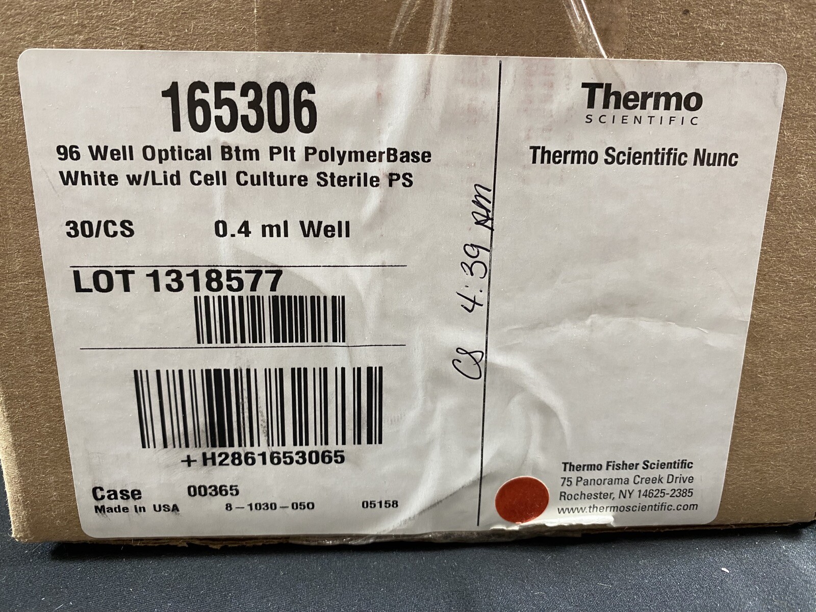 THERMO SCIENTIFIC NUNC 0.4mL White Clear TC Sterile 96 Well Plate 165306 (30/Cs)