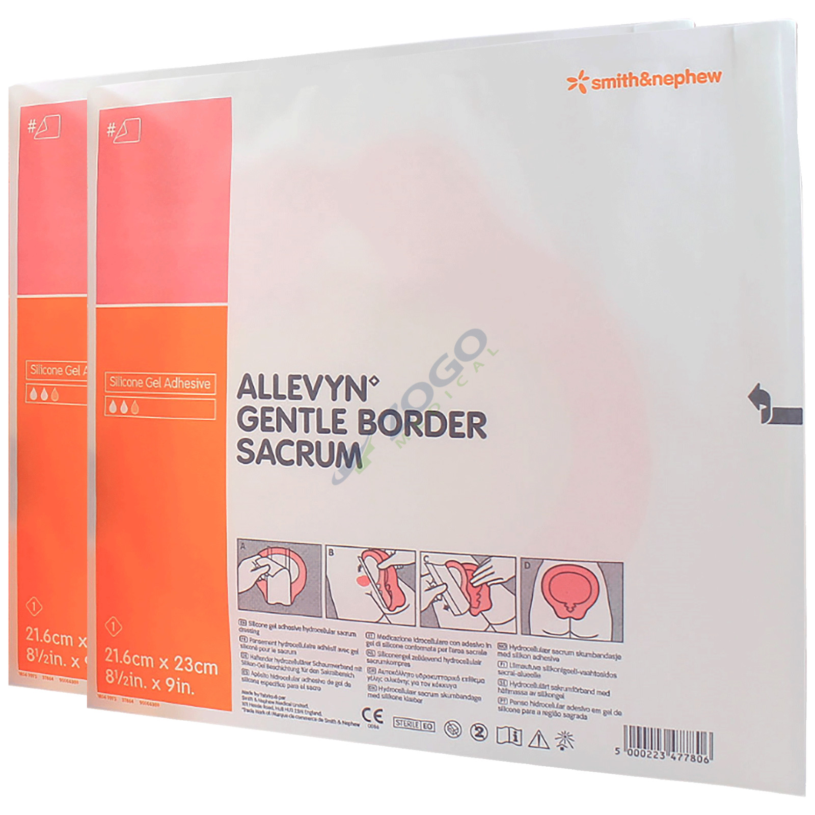 Smith & Nephew Allevyn Gentle Border Sacrum Foam Dressing 8 1/2″ x 9″ – 2 Eaches