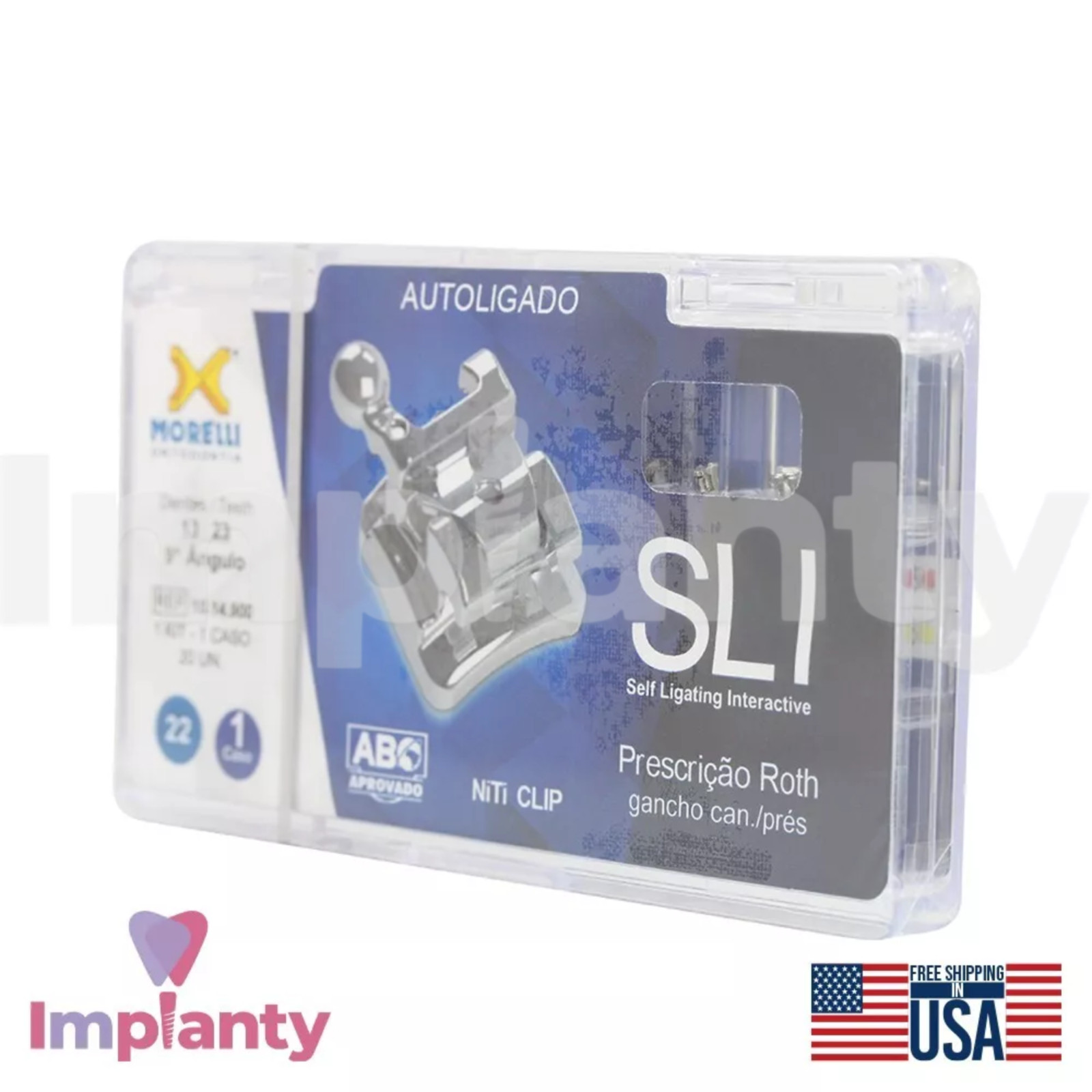 Dental Roth Self Ligating Dental Brackets Kit Stainless Steel Rounded Ends