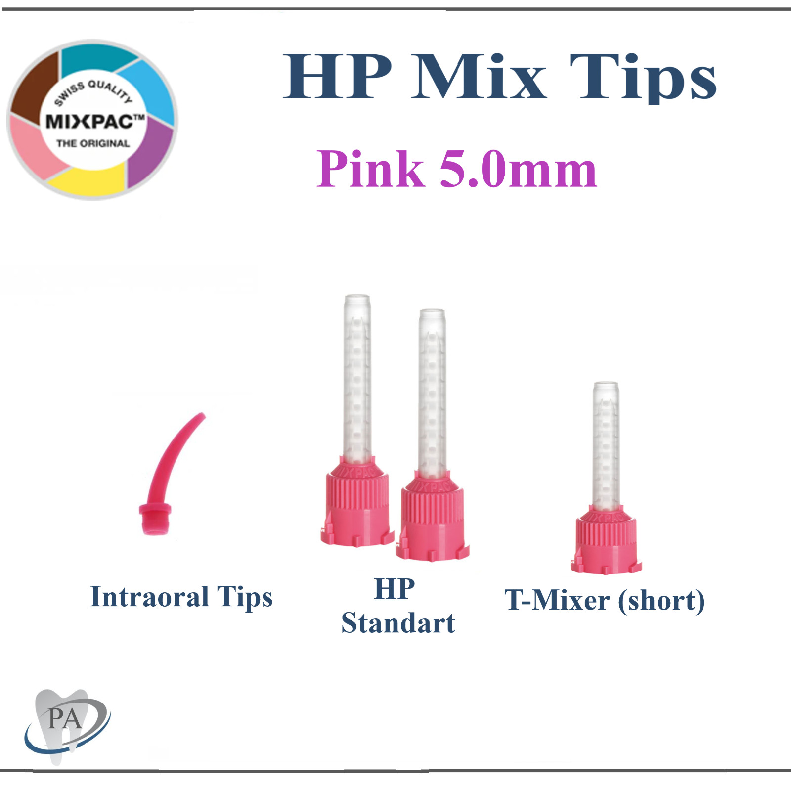 Dental Pink HP Tips Pink Mix Tips, 5.0mm Pink T-Mixer Short MIXPAC, Upto 100 Bag