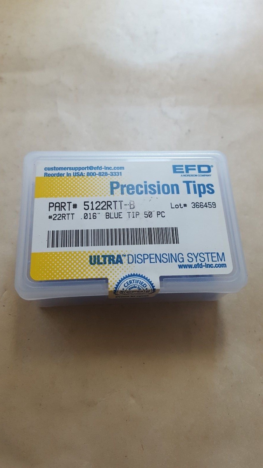 NORDSON EFD PRECICION TIPS 5122RTT-B BLUE QTY: 50 (U10.6B3)