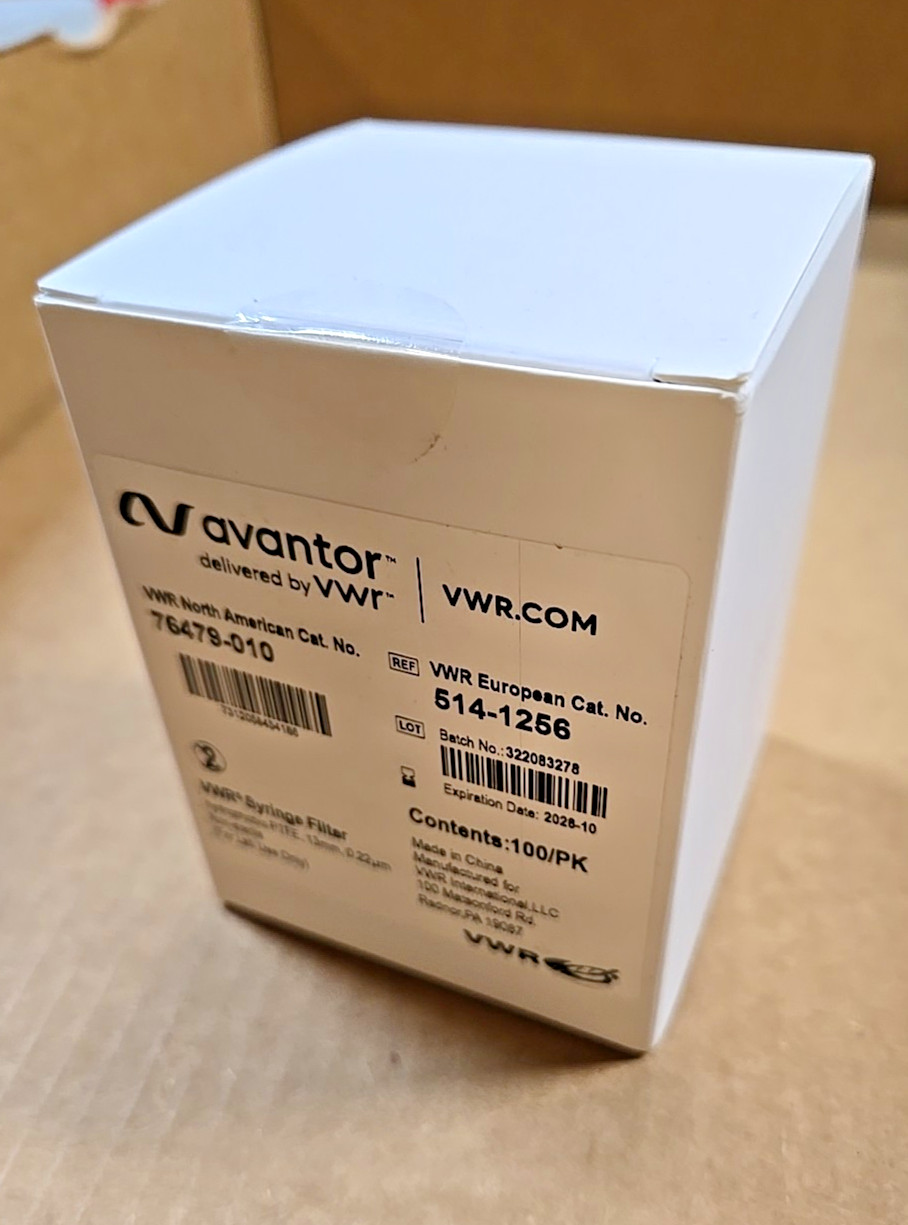 VWR Avantor Syringe Filter Hydrophobic PTFE 13mm, 0.45um Sealed Pack Of 100