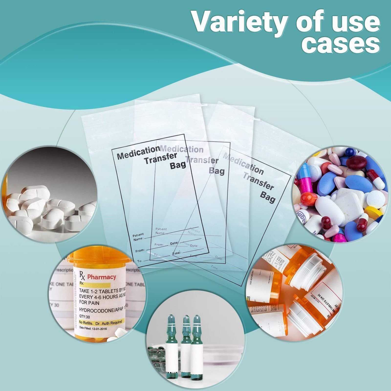 1000 Medication Transfer Bags Clear 8 x 10 Low Density