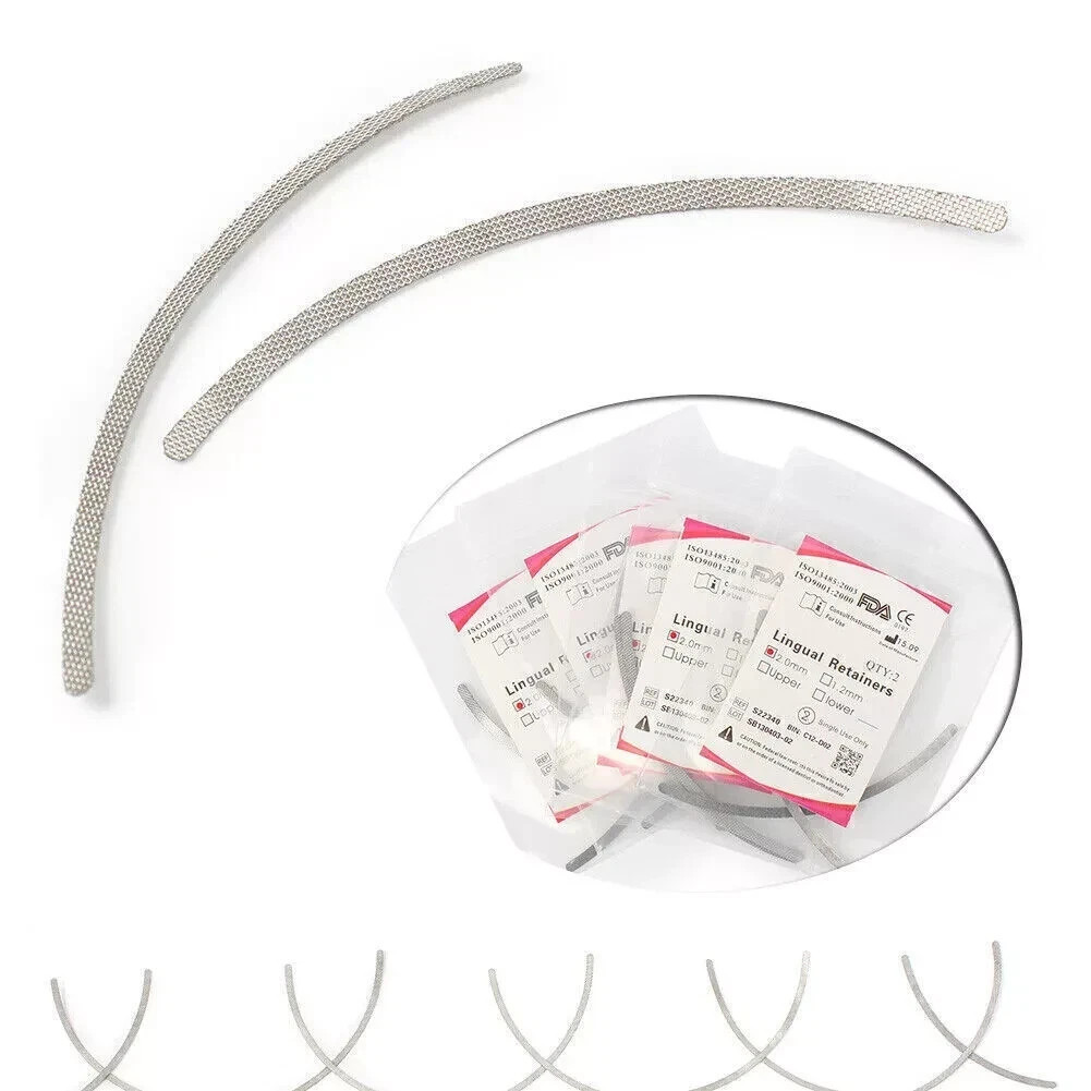 2Pcs/Pack Dental Ortho Lingual Retainer Backing Mesh Base Wire Universal 1.2/2.0