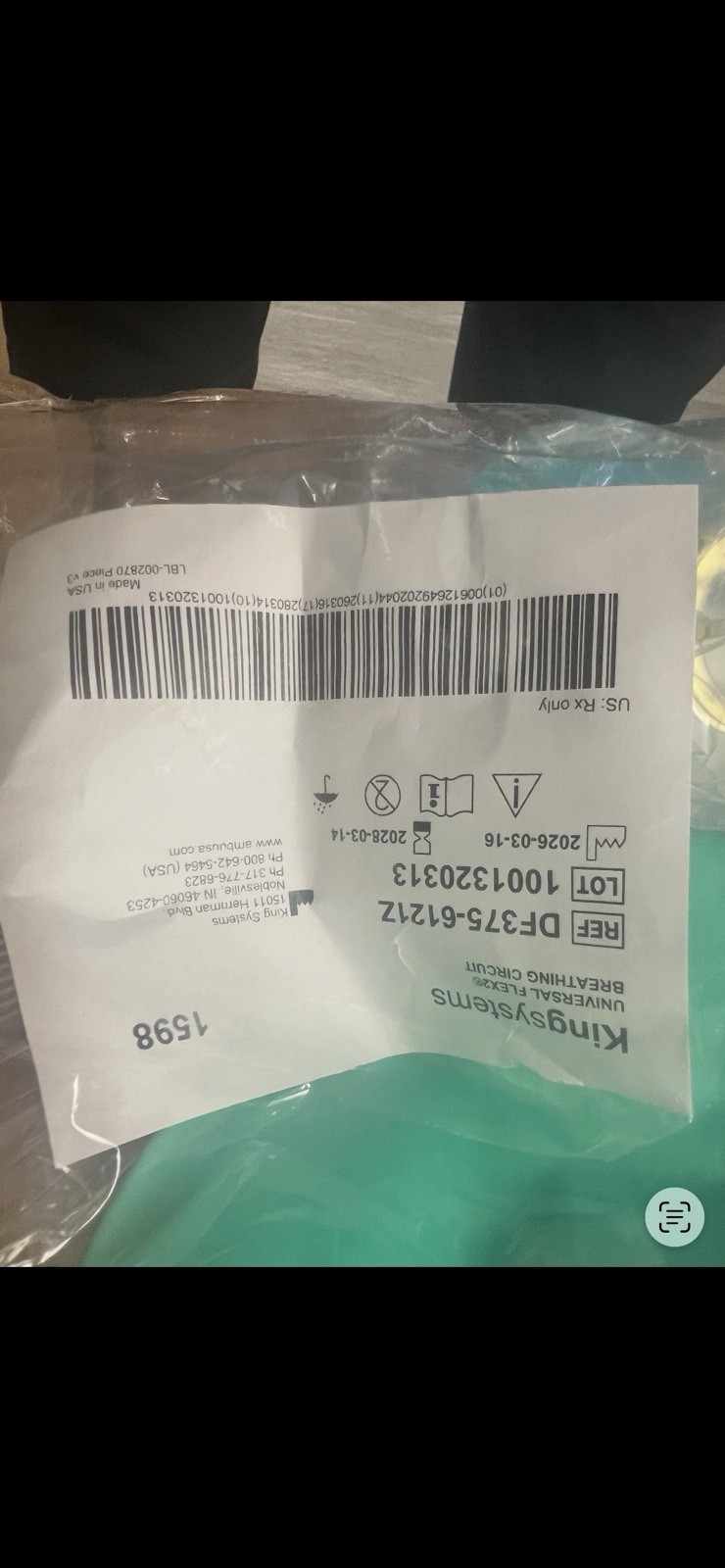 King Systems Universal Flex2 Breathing Circuit DF375-6121Z BOX OF 50 UNOPENED