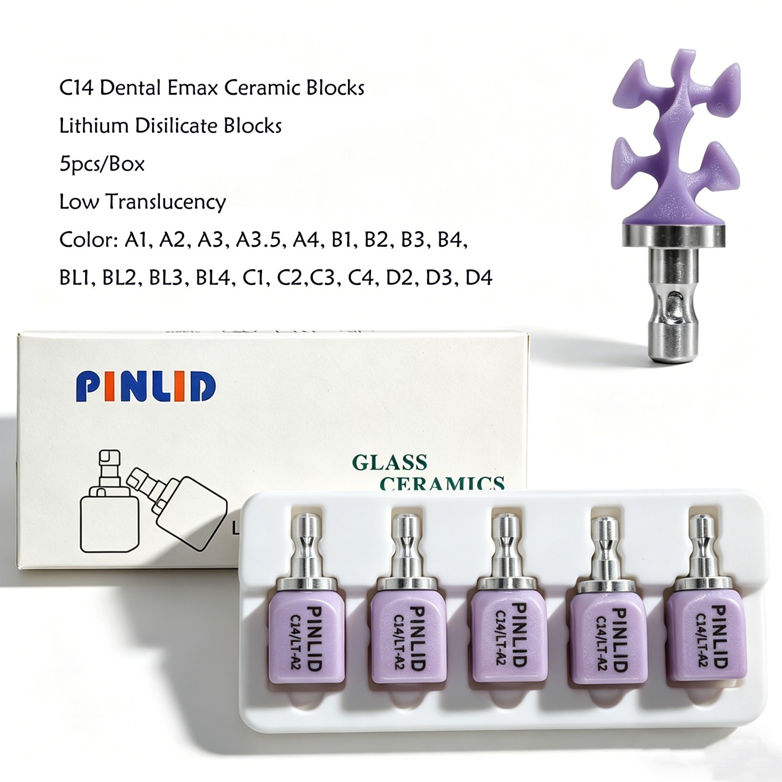 C14 LT Lithium Disilicate CAD/CAM Blocks A1 A2 A3 Glass Ceramic For CEREC InLab