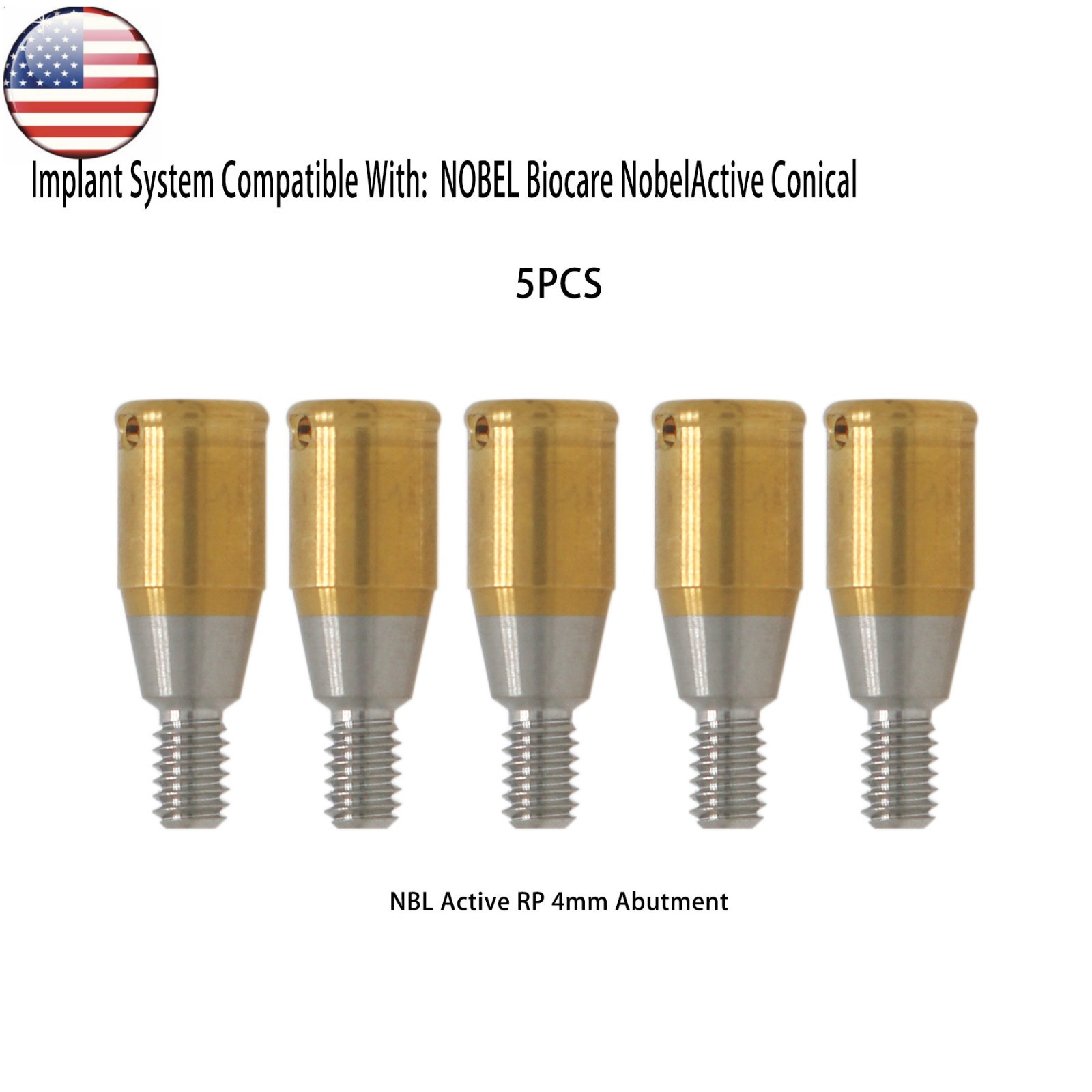 US Dental Locator Abutments for Nobel Active Conical RP NA451/2/3/4/5mm Height