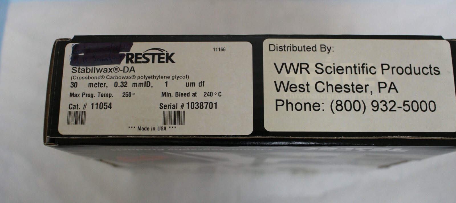 RESTEK STABILWAX-DA 11054 CHROMATOGRAPHY GC COLUMN 30mx0.32mm 1um df