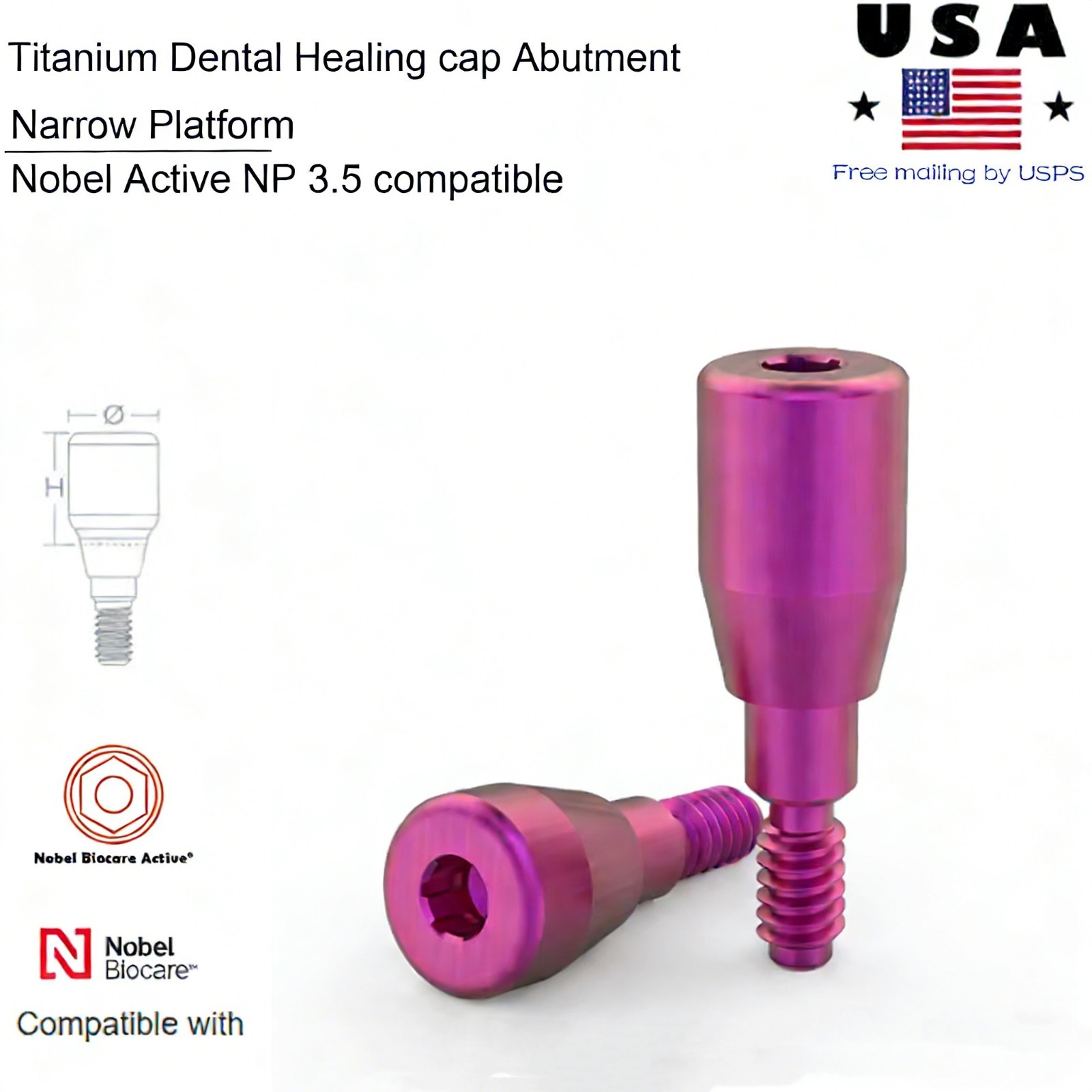 Ti Healing Cap Abutment Fits ITI Straumann Nobel Hiossen OSS DIO Implant system