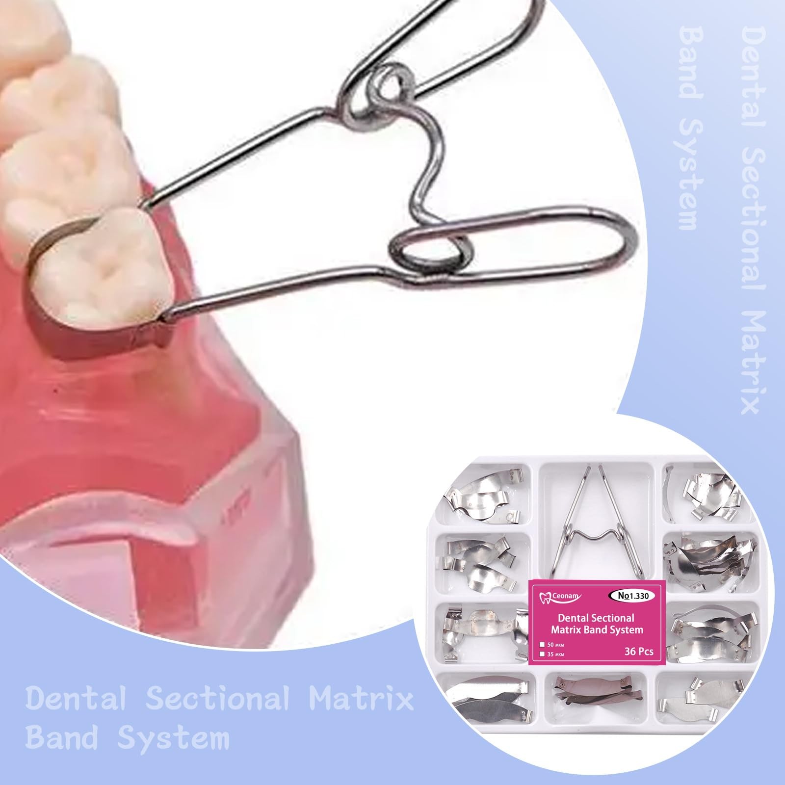 36 Pieces Dental Sectional Matrix Band System with Spring Clip for Dental Res…