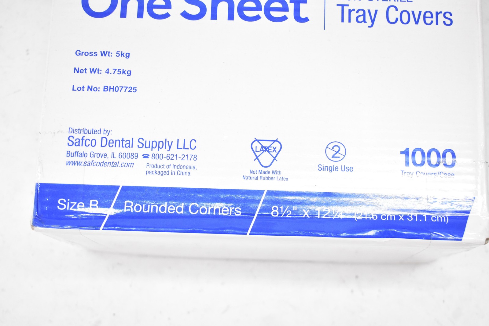 Safco Dental Supply One Sheet Size B Tray Covers Blue 8.5 X 12.25 1000/Case Box