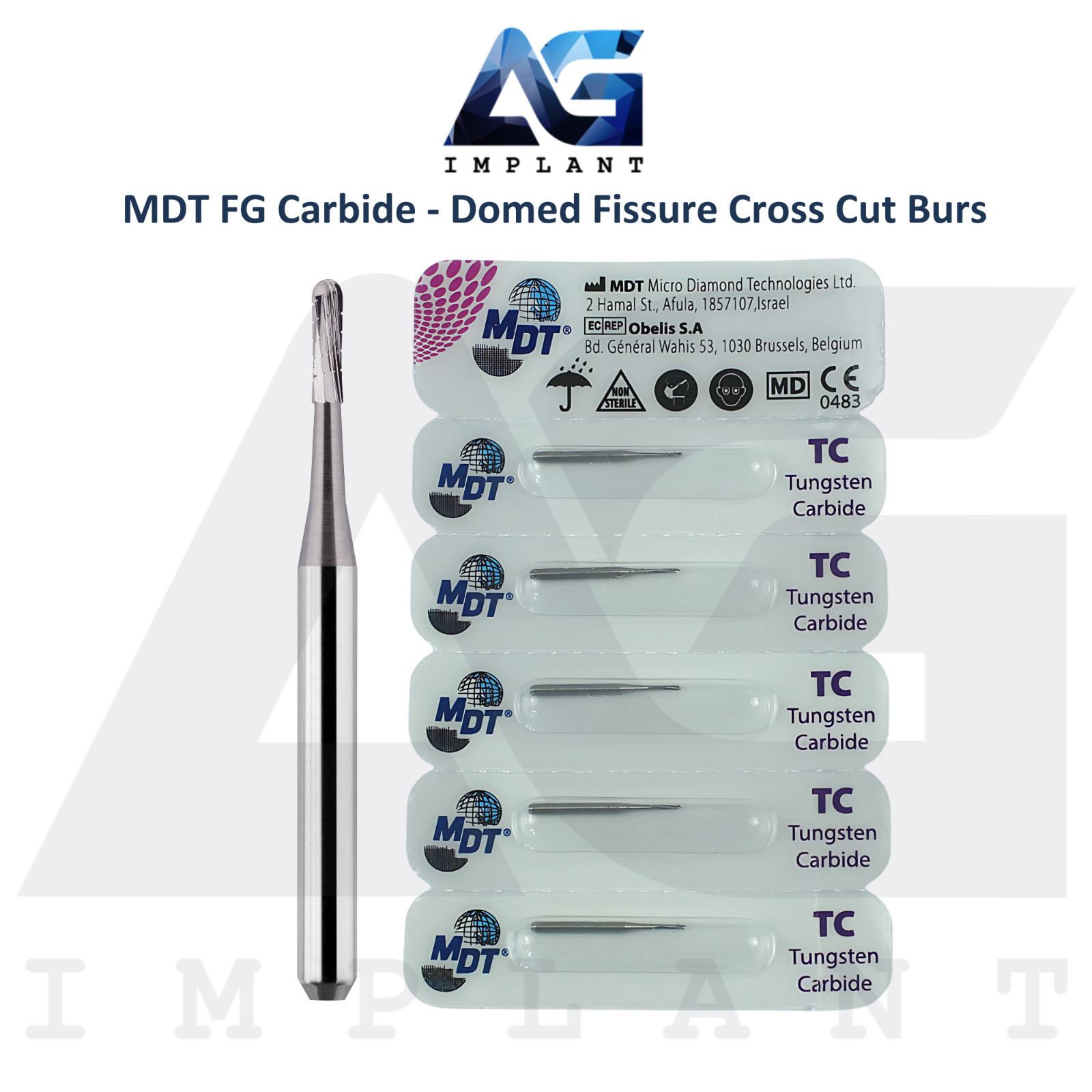 Dental MDT Domed Fissure Cross Cut FG Carbide Burs L19.0mm Cavity Preparation
