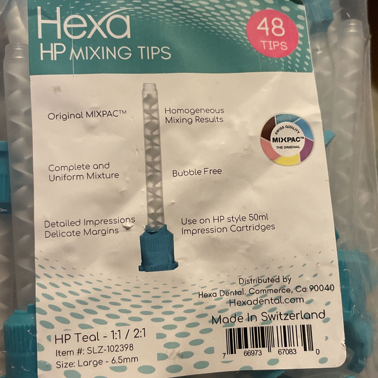 Dental HP Green /TEAL Mixing Tips 6.5 mm Impression Heavy Body 48count