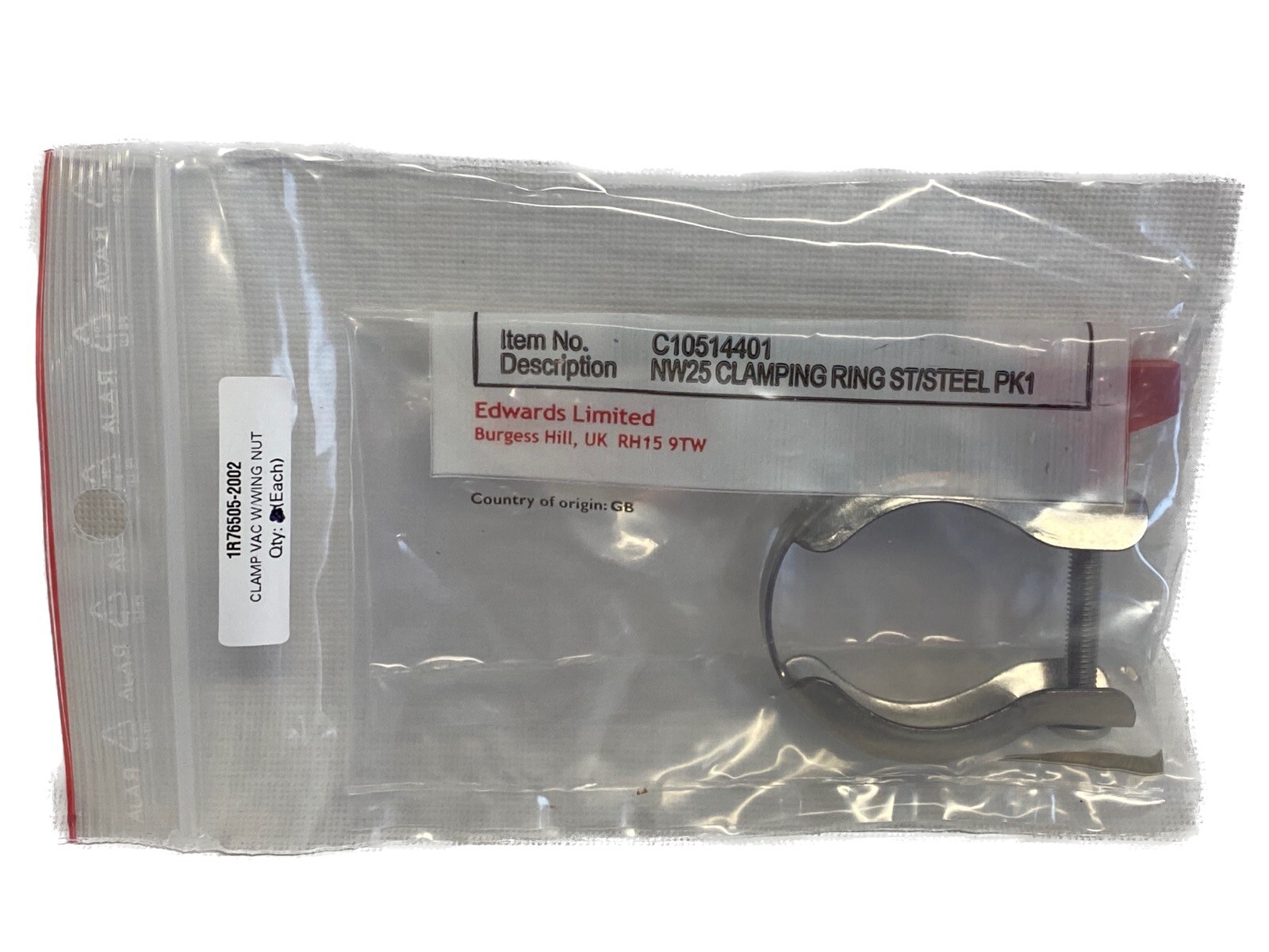 EDWARDS NW25 NW20 Stainless Clamping Ring Red Wing Nut for RV3 Pump C10514401