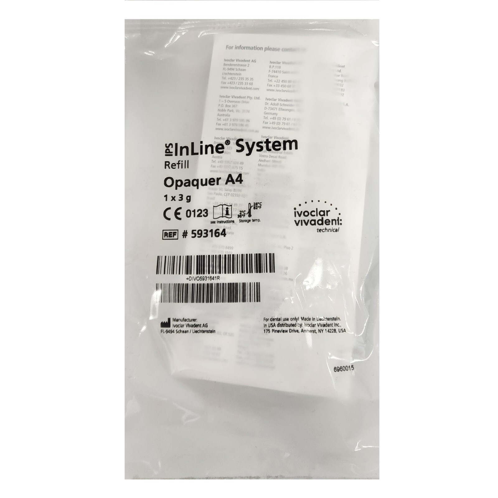 *1-Pack* Ivoclar Vivadent IPS InLine Opaquer System A-D 3g A4 Refill 593164