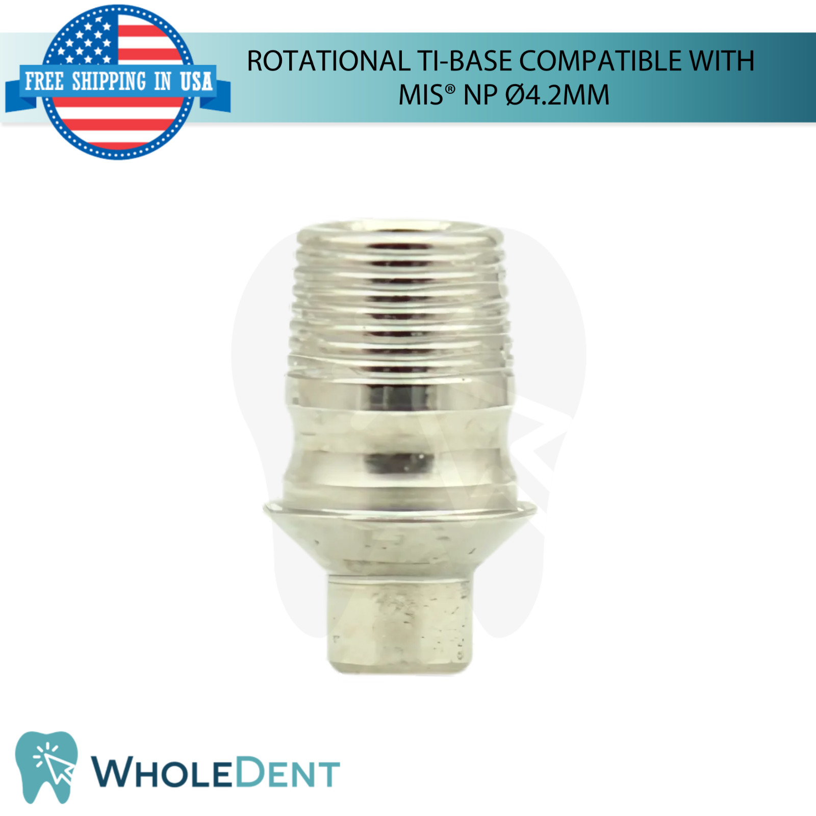 Dental Rotational Ti-Base Ø4.2mm NP MIS® Compatible Int Hex System 2.10mm