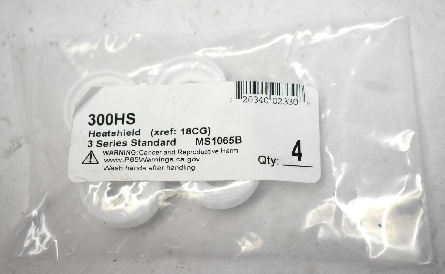 300HS Heatshield MS1065B 3 Series Standard Set of 4 White For 18CG Replacement