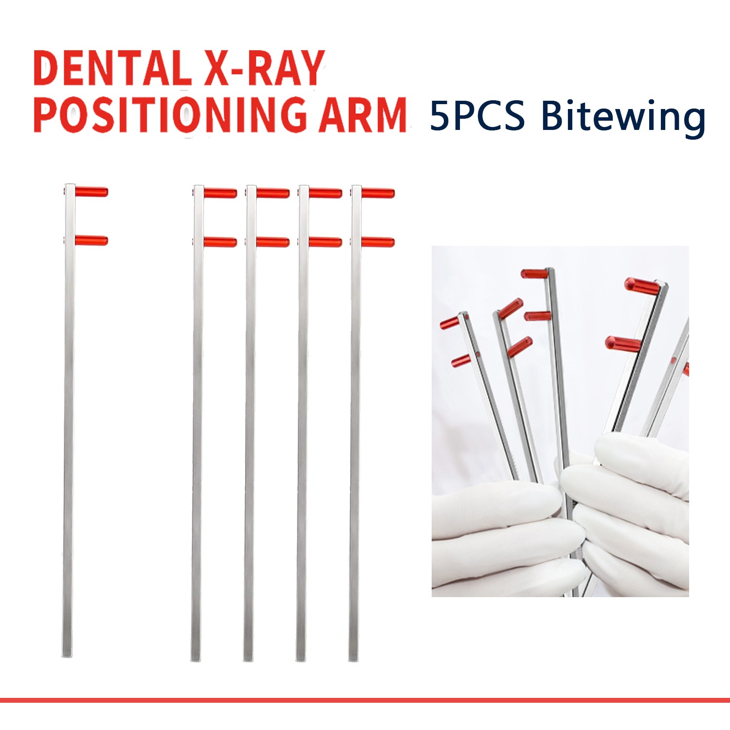 5pcs Dental Bitewing Indicator Arms X Ray Dental Sensor Holder Autoclavable Red